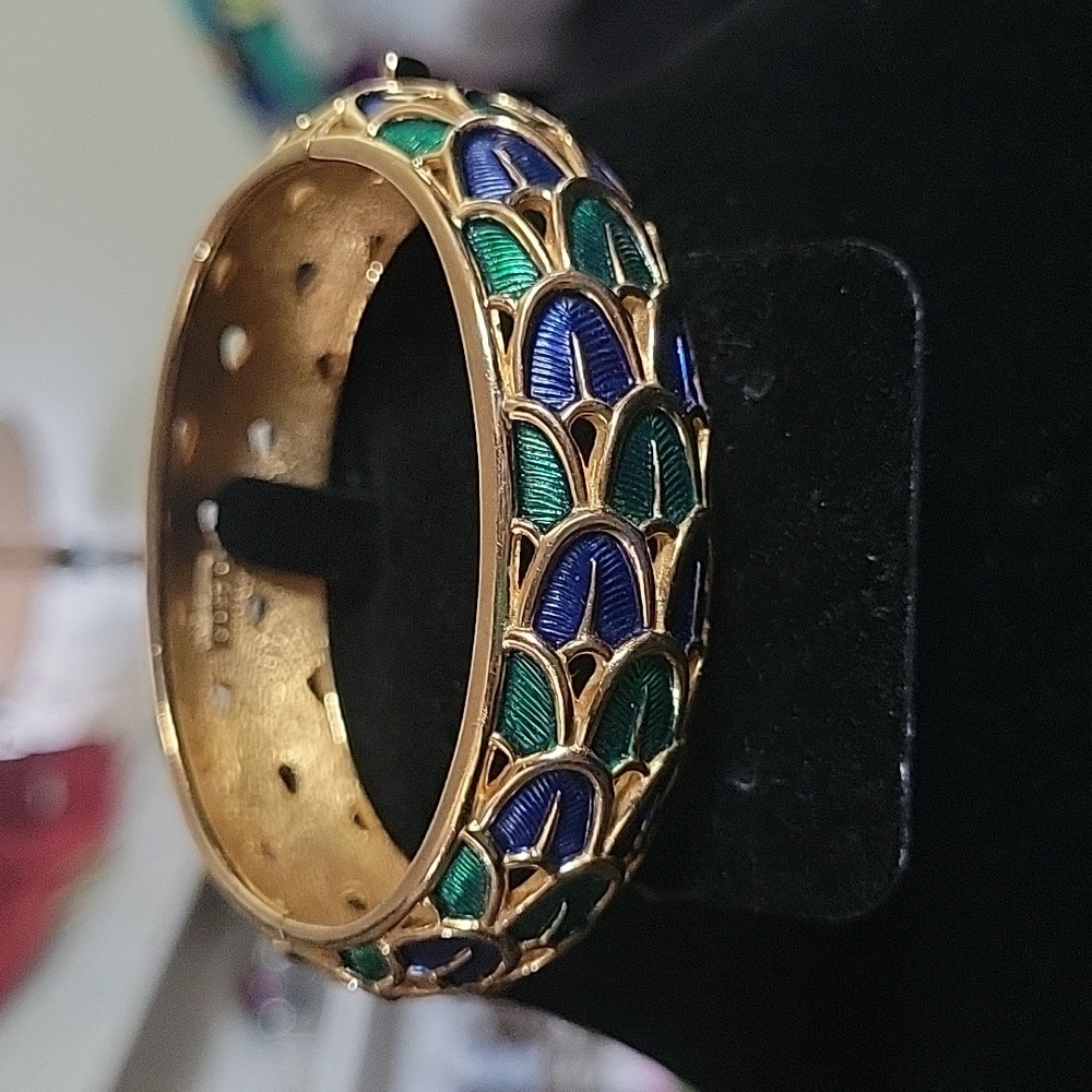 GORGEOUS MARCEL BOUCHER PEACOCK BIRD CUFF BRACELET